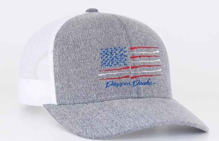 Heathered Gray and White American Flag Duck Hat